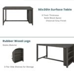 TOPMAX 5 Pieces Counter Height Rustic Farmhouse Dining Room Wooden Bar Table Set With 2 Stools And 2 Chairs, Gray - Image 3