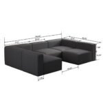 104.3270.86 Modular Sectional Sofa Sleeper Couch, Sectional Sofa With Chaise And Ottoman, Convertible U Shaped Modular Sofa Set. Compressed Sponge, Dark Grey - Image 5