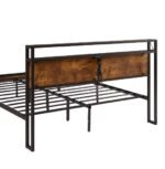 King Size Metal Platform Bed Frame With Wooden Headboard And Footboard With USB LINER - Image 8
