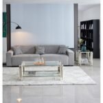 Modern Stainless Steel Coffee Table Set  Set Of 2, Double-Layer Clear Tempered Glass Table Top, Coffee Table  End Side Table 2-Pieces Sets For Living Room Home Office - Image 2