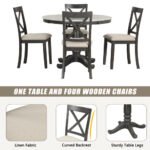 Orisfur. 5 Pieces Dining Table And Chairs Set For 4 Persons, Kitchen Room Solid Wood Table With 4 Chairs - Image 6