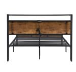 King Size Metal Platform Bed Frame With Wooden Headboard And Footboard With USB LINER - Image 9