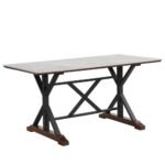 Sintered Stone Dining Table, 63 Modern Gray Rectangular Kitchen Dinner Table, Faux Marble Dining Room Table With X-shaped Metal Legs And Solid Wood Base, Scratch And Heat Resistant, Table Only - Image 3