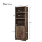 1 Door Bookshelf With USB Port And 3 Open Bookshelf Bookshelves Side Cabinet Storage Shelves, Rustic Brown - Image 2