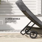 Patio Wicker Chaise Lounge Chair, Outdoor PE Rattan Sun Lounger With Adjustable Backrest And 2 Wheels, Gray - Image 3