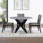 Amy - Round Faux-Marble Dining Table - Gray - Image 4