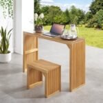 Pine Dining Bench And Table, Indoor Wood Bench For Entryway,Living Room,Kitchen And Bedroom Table And Bench Set  Nature, Bench  Table Small Tempered Glass Included - Image 10