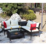 4 Piece Patio Sectional Wicker Rattan Outdoor Furniture Sofa Set With Storage Box Brown - Image 8