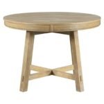 TREXM Farmhouse Extendable Round Dining Table With 16 Leaf Natural Wood - Image 7