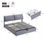 Upholstered Bed,Super King Size Bed-6ft  180X200cm, Hydraulic Bed, Three Drawers, Bed Box For Storage, Slatted Frame With Headboard, Without Mattress, Velvet, Grey - Image 4