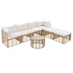 GO 7 Pieces Outdoor Patio Furniture, All-Weather Rattan Sectional Sofa Set With Thick Cushions And P - Image 2
