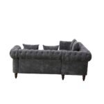 Black Flannelette 2-Piece Couch Living Room Sofa Set - Image 10