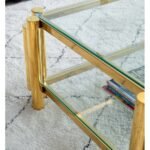 Modern Stainless Steel Coffee Table Set  Set Of 2, Double-Layer Clear Tempered Glass Table Top, Coffee Table  End Side Table 2-Pieces Sets For Living Room Home Office - Image 9