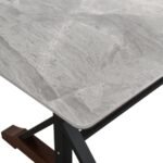 Sintered Stone Dining Table, 63 Modern Gray Rectangular Kitchen Dinner Table, Faux Marble Dining Room Table With X-shaped Metal Legs And Solid Wood Base, Scratch And Heat Resistant, Table Only - Image 6