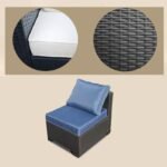 Seven-Piece Sofa Set Table With Sofa Chair Black PE Rattan Outdoor Furniture 7-JH001 Box 3-1-2-3 With Blue Color Cushion - Image 7