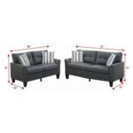 Living Room Furniture 2pc Sofa Set Sofa And Loveseat Charcoal Glossy Polyfiber Plywood Solid Pine - Image 3