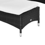 3 Piece Wicker Lounge Chair Set Outdoor Loungers With Armrests Cushion  Headrest  Side Table  Wheel  Black - Image 7