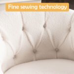 Swivel Chair With Ottoman, Modern Luxury Velvet Swivel Accent Chair, Comfy Round Armchair, Single Sofa Armchair With Lounge Seat For Bedroom Office Reading Spaces,Set Of 1,Off White - Image 2