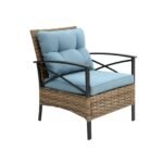 4-Piece Patio Sectional Low Dining Sofa Set - KD Rattan Wicker Outdoor Furniture - Image 8