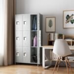 Metal Lockers For Employees With Lock,Metal Storage Locker With 9 Doors & 27 Hooks For School Office Gym Garage Bedroom,Assembly Required,9 Doors Light Grey - Image 6