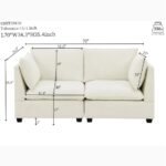 3-Piece Chenille Fabric Upholstered Living Room Furniture Set, Including 3-Seater Sofa AndV2 Loveseat Sofa With Seat And Back Cushion Beige White - Image 8