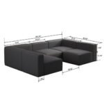 104.3270.86 Modular Sectional Sofa Sleeper Couch, Sectional Sofa With Chaise And Ottoman, Convertible U Shaped Modular Sofa Set. Compressed Sponge, Dark Grey - Image 4