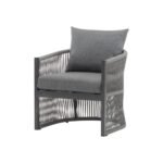 Set Of 2 Modern Gray Curved Aluminum Lounge Chair With Stylish Rope-Weave Design And Cushioned Comfort, Perfect For Outdoor Living - Image 3