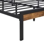 King Size Metal Platform Bed Frame With Wooden Headboard And Footboard With USB LINER - Image 3