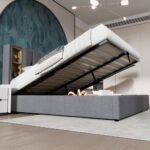 Upholstered Double Bed 150 X 200cm With Wireless Charging USB Tyep-C, Hydraulic Storage Bed With Hydraulic Lever, Linen Fabric 5FT King Size Bed Frame With Large Storage Space,Grey No Mattress - Image 7