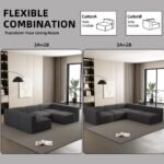 104.3270.86 Modular Sectional Sofa Sleeper Couch, Sectional Sofa With Chaise And Ottoman, Convertible U Shaped Modular Sofa Set. Compressed Sponge, Dark Grey - Image 2