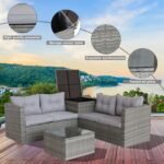 4Pc Patio Sectional Wicker Rattan Sofa Set W  Storage Box Grey - Image 3