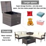 4 Piece Patio Sectional Wicker Rattan Outdoor Furniture Sofa Set With Storage Box Brown - Image 6