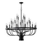 24-Light Black Chandelier Industrial Iron Candle Chandelier Modern Suspended Farmhouse Chandeliers Pendant Light Fixtures For Dining Room Bedroom Living Room Kitchen Island Foyer E12 Bulb - Image 10