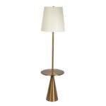Celestial Modern Floor Lamp With Brass Accent Table With Large White Shade - Image 3
