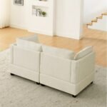2-Piece Chenille Fabric Upholstered Living Room Furniture Set, Including 3-Seater Sofa And Loveseat Sofa With Seat And Back Cushion Beige White - Image 3