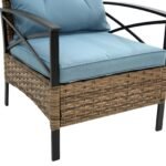 4-Piece Patio Sectional Low Dining Sofa Set - KD Rattan Wicker Outdoor Furniture - Image 9