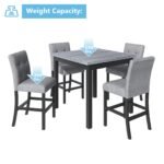 TOPMAX 5-Piece Counter Height Dining Set, Wood Table  Chairs Stools W Footrest - Image 6