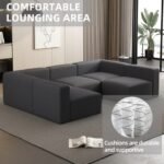 104.3270.86 Modular Sectional Sofa Sleeper Couch, Sectional Sofa With Chaise And Ottoman, Convertible U Shaped Modular Sofa Set. Compressed Sponge, Dark Grey - Image 9