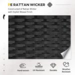 Outsunny 8 Pieces PE Rattan Corner Sofa Set With Thick Cushions, Aluminium Outdoor Rattan Garden Furniture Set With Glass Top Table, No Assembly Required, Black - Image 3