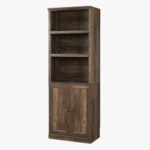 1 Door Bookshelf With USB Port And 3 Open Bookshelf Bookshelves Side Cabinet Storage Shelves, Rustic Brown - Image 5
