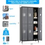 Metal Lockers For Employees,Locking Metal Storage Locker With 6 Doors &18 Hooks For School Office Gym Bedroom,Assembly Required,Black And Dark Grey - Image 7