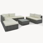 8-Pc Outdoor Patio Furniture Set, Garden Wicker Sofa, Single Sofa Combinable - Image 5