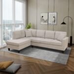 Off-White Short Fur Fluffy Fabric 2-Piece Left Side L-Shaped Living Room Sofa Set--Only Supports Self Pickup - Image 3