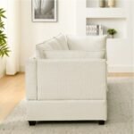 3-Piece Chenille Fabric Upholstered Living Room Furniture Set, Including 3-Seater Sofa AndV2 Loveseat Sofa With Seat And Back Cushion Beige White - Image 3