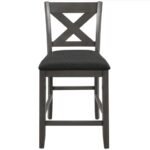 TOPMAX 5 Pieces Counter Height Rustic Farmhouse Dining Room Wooden Bar Table Set With 2 Stools And 2 Chairs, Gray - Image 10