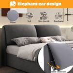 Upholstered Bed,King Size Bed-5ftm  150x200cm, Hydraulic Bed, Three Drawers, Bed Box For Storage, Slatted Frame With Headboard, Without Mattress, Velvet, Grey - Image 9