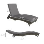 Patio Wicker Chaise Lounge Chair, Outdoor PE Rattan Sun Lounger With Adjustable Backrest And 2 Wheels, Gray - Image 6