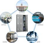 Metal Lockers For Employees With Lock,Metal Storage Locker With 9 Doors & 27 Hooks For School Office Gym Garage Bedroom,Assembly Required,9 Doors Light Grey - Image 3