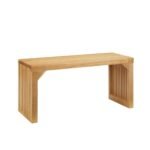 Dining Bench And Table, Pine Indoor Wood Bench For Entryway,Living Room,Kitchen And Bedroom Table And Bench Set  Nature, Long Bench  Table Tempered Glass Included - Image 9