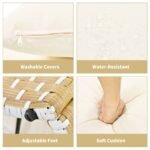 TOPMAX Patio Furniture Round Outdoor Sectional Sofa Set Rattan Daybed Two-Tone Weave Sunbed With Ret - Image 5